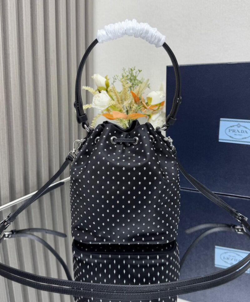 Prada Re-Nylon Mini-bag With Studs 1BE067 Black